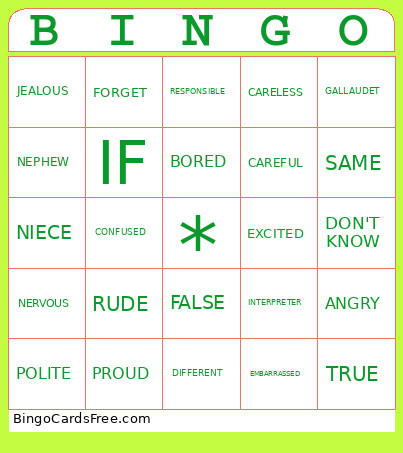 EVAN Bingo Card