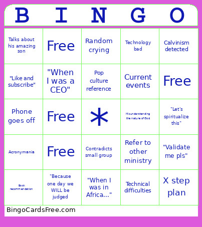 Evangelical Sermon Bingo Card