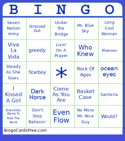 Evan's Hang Bingo Card