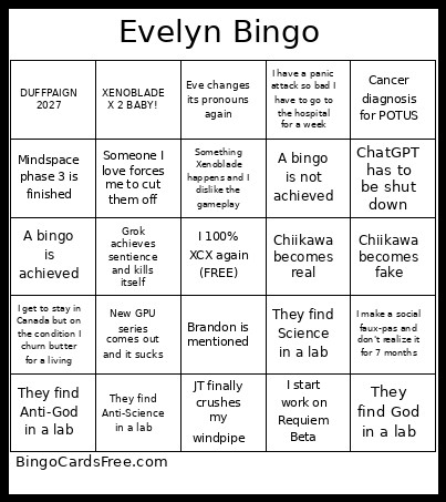 Evelyn Bingo Card