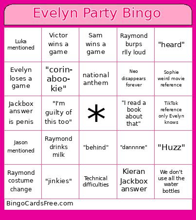 Evelyn Party Bingo