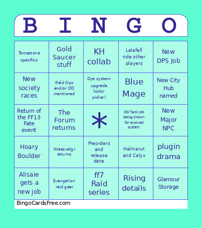 Evercold Bingo Card