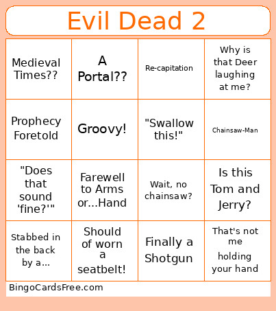 Evil Dead 2 Bingo Card