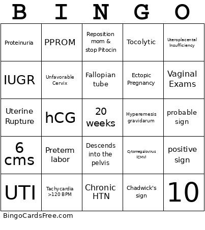 Exam 1 Review Bingo Card
