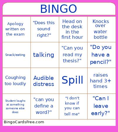 Exams 24 Bingo Card