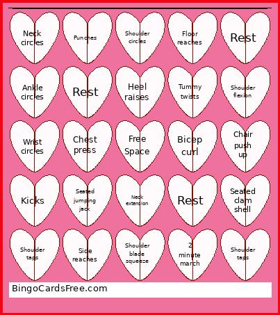 Exercise Bingo Card 2