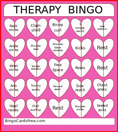 Exercise Bingo Card