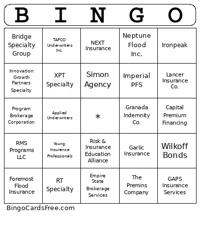 Exhibitor Bingo Card