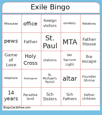 Exile Bingo Card