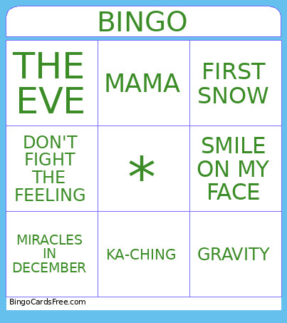 EXO SONGS Bingo Cards