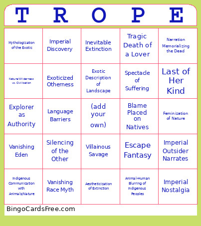 Exotic Adventure ! Bingo Card