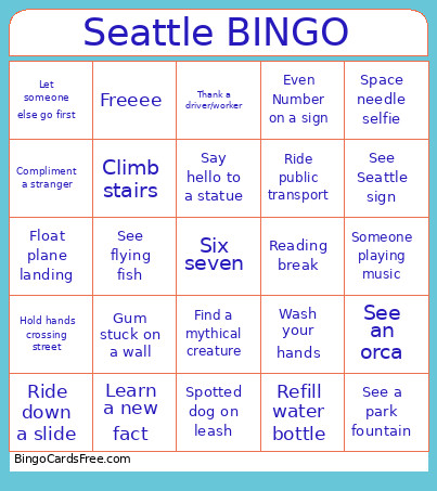 Explore Seattle Bingo Card