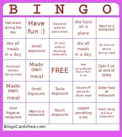 Exposure Menu Bingo
