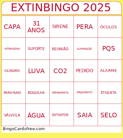 EXTIN 2025 Bingo Card