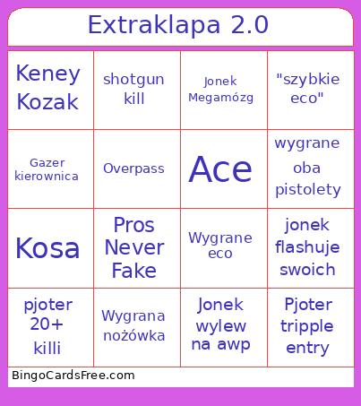 Extraklapa 2.0 Bingo