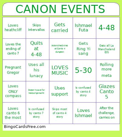 Eyad Canon Events Bingo Card