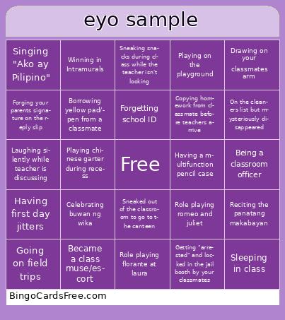 eyoo sample template Bingo