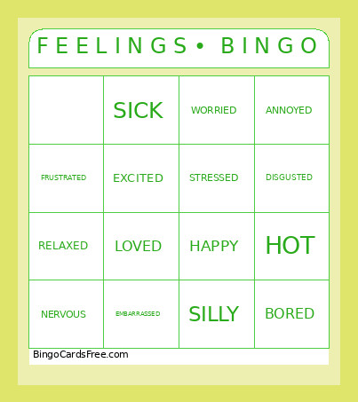 F E E L I N G S • B I N G O Bingo Card