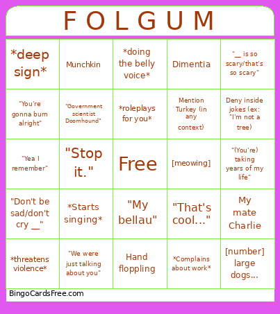 F O L G U M Bingo Card