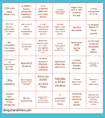 Főszezoni Nyári Bingó Bingo Card