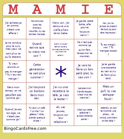 Fête Des Grands Meres 2025 Bingo Card
