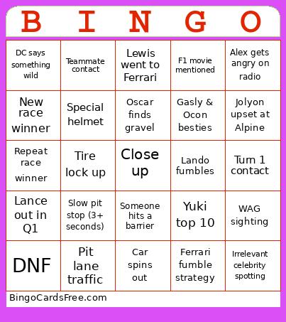 F1 Bingo