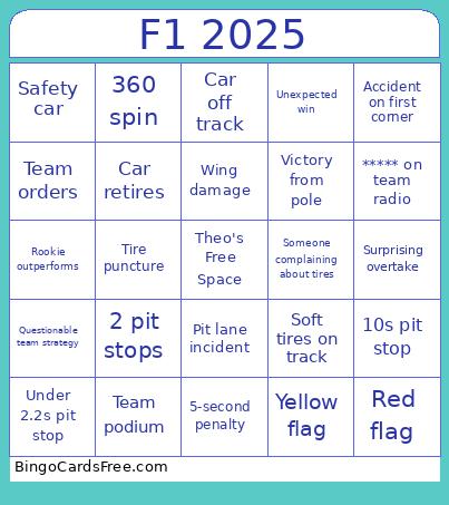 F1 Race Bingo