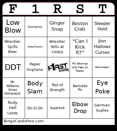 F1RST Bingo Card