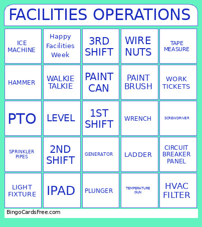 FACILITIES OPERATIONS Bingo Card
