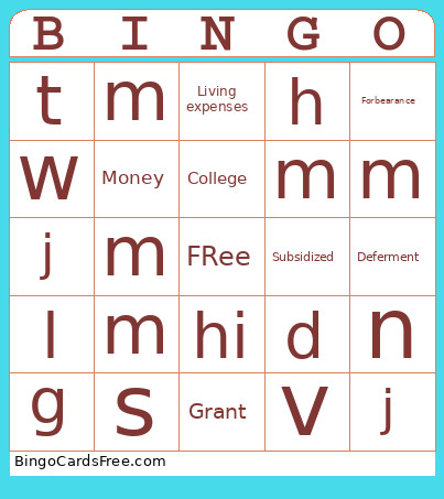 FAFSA Bingo Card