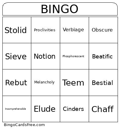 Fahrenheit 451 Vocab Bingo Card