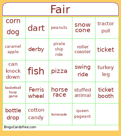 FAIR Week Bingo Card
