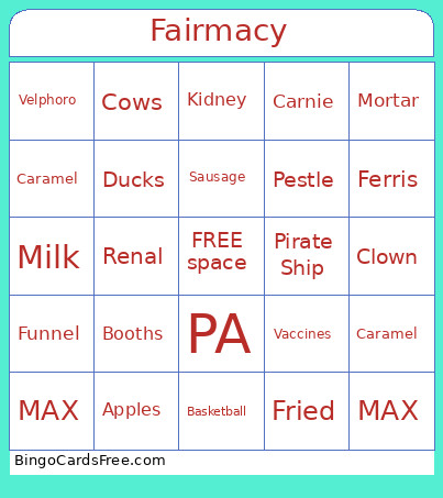 Fairmacy Bingo Card