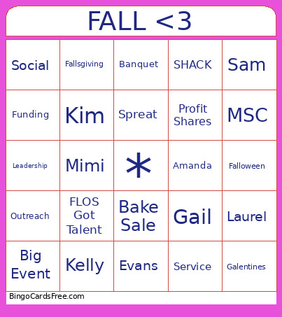 FALL Bingo Card