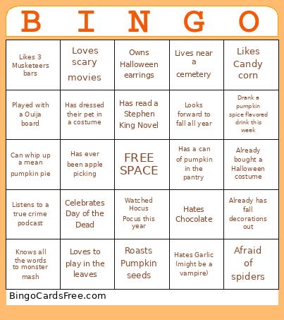 Fall Bingo Card