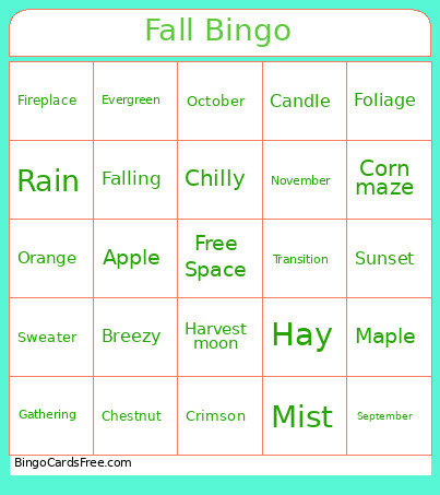 Fall Bingo Card