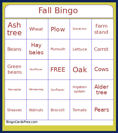 Fall Bingo Card