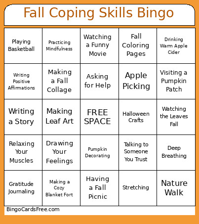 Fall Coping Skills Bingo Card