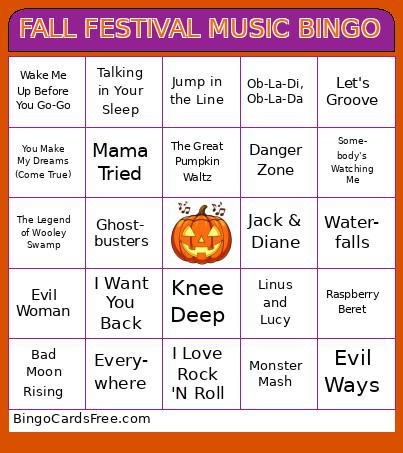 FALL FESTIVAL MUSIC Bingo Card