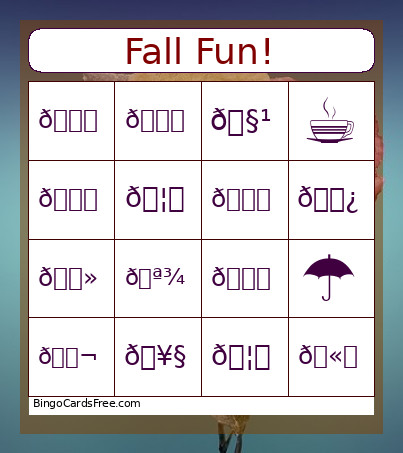 Fall Fun! Bingo Card