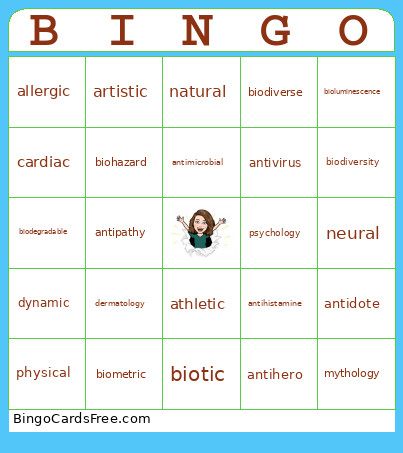 Fall Morpheme Review Bingo Card