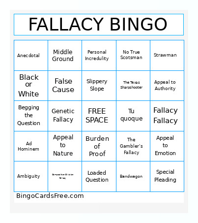 Fallacy Bingo Card