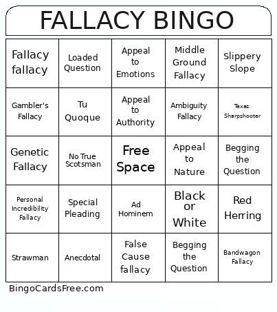 Fallacy Bingo Card