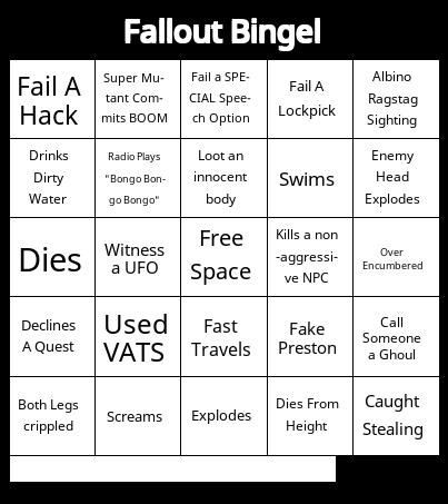 Fallout Bingel Bingo