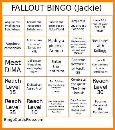 FALLOUT (Jackie) Bingo Card