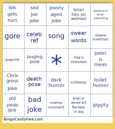 Famil Guy Bingo Card