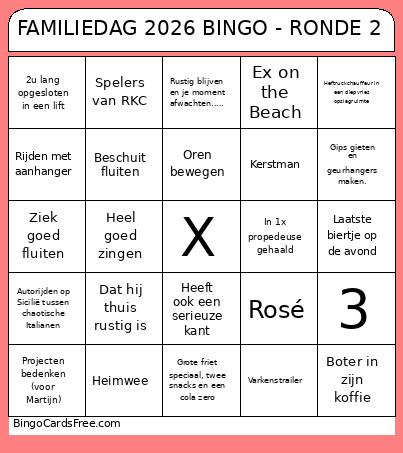FAMILIEDAG 2026 - RONDE 2 Bingo Card
