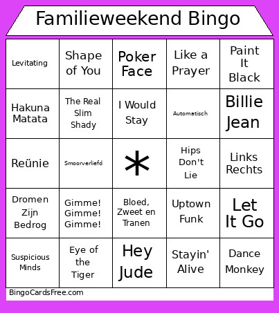 Familieweekend Bingo Card
