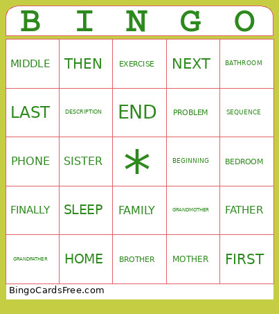 FAMILY Bingo Card