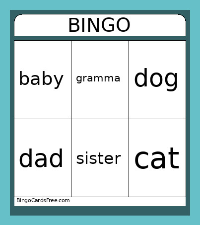 Family Bingo Card